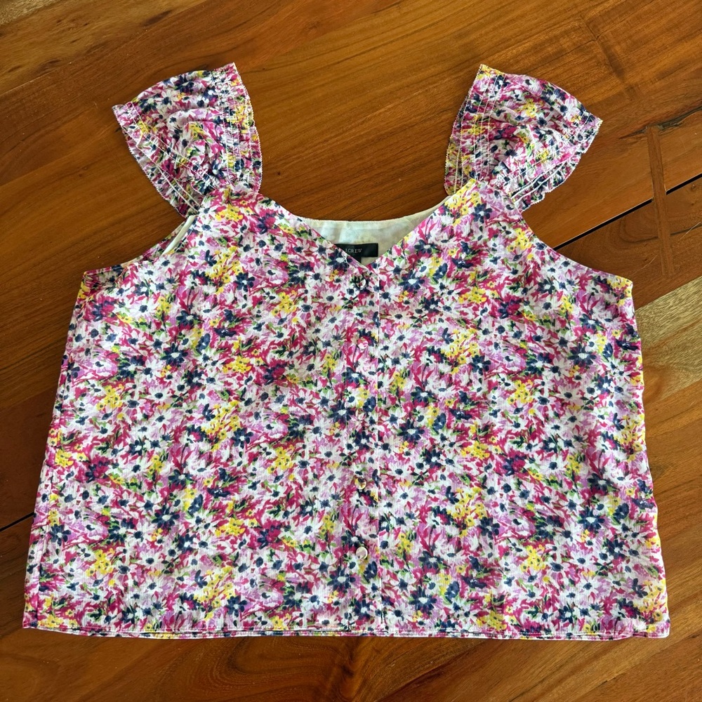 J. Crew Women's Floral Blouse - Pink, Yellow, Blue - Picture 2 of 7